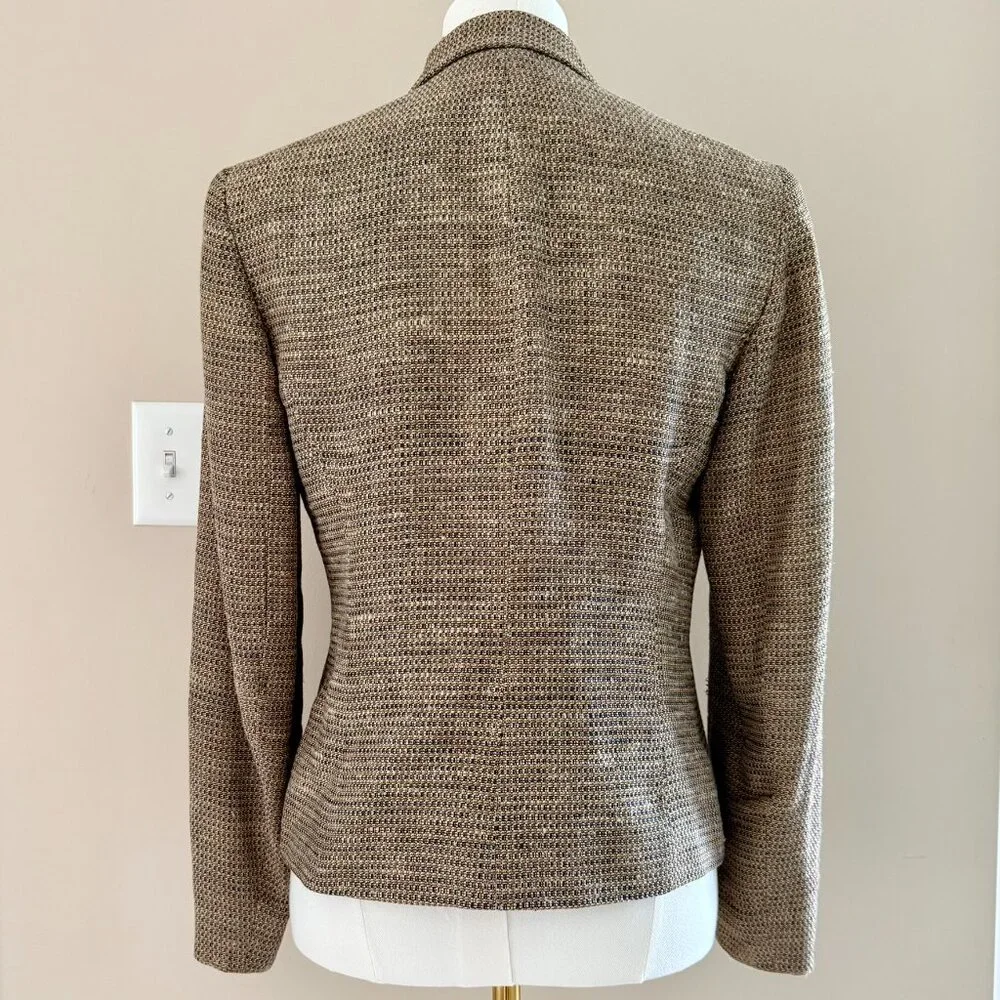 Jones New York | Vintage Lightweight Tweed Silk Linen Blazer Sz 4 - Picture 3 of 6